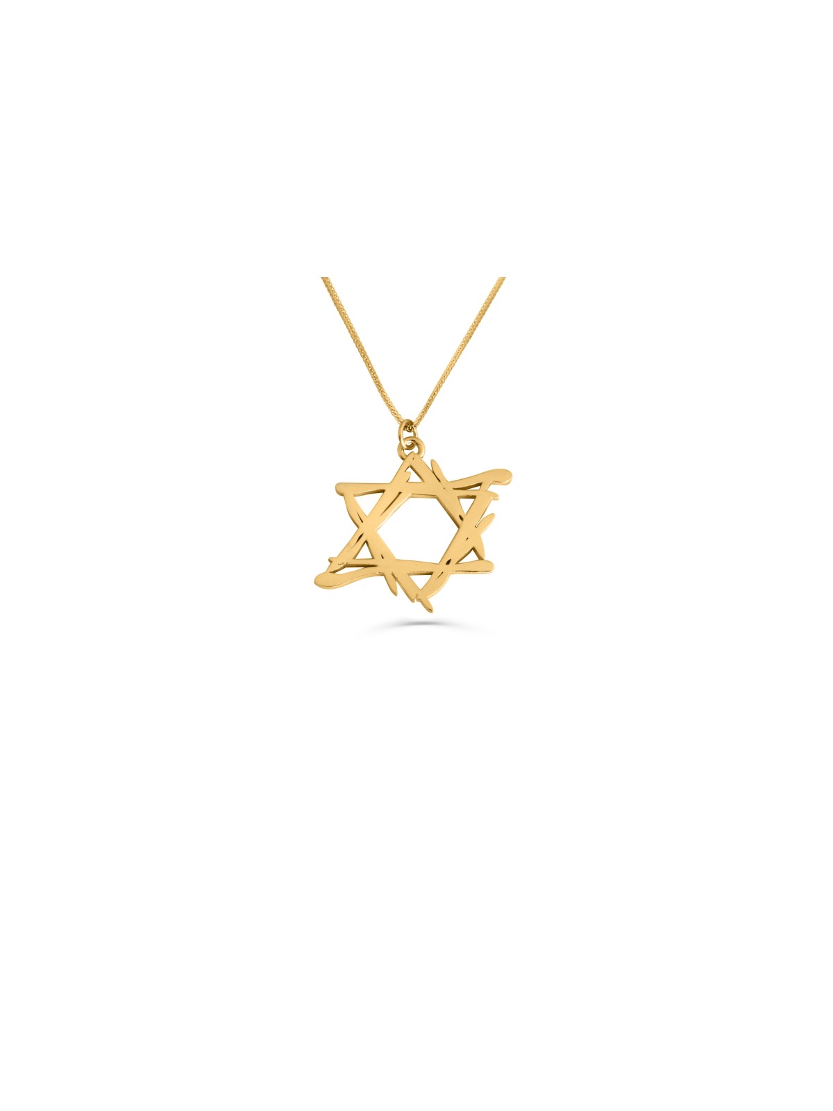 שרשרת מגן דוד זהב בסגנון חופשי אסימטרי, מתנת חתונה יהודית